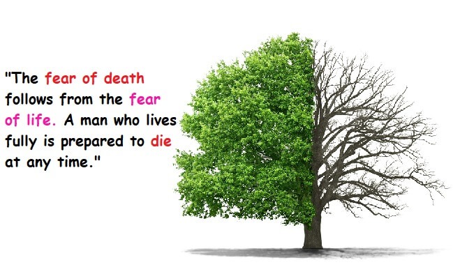 The fear of death follows from the fear of life. A man who lives fully is prepared to die at any time.